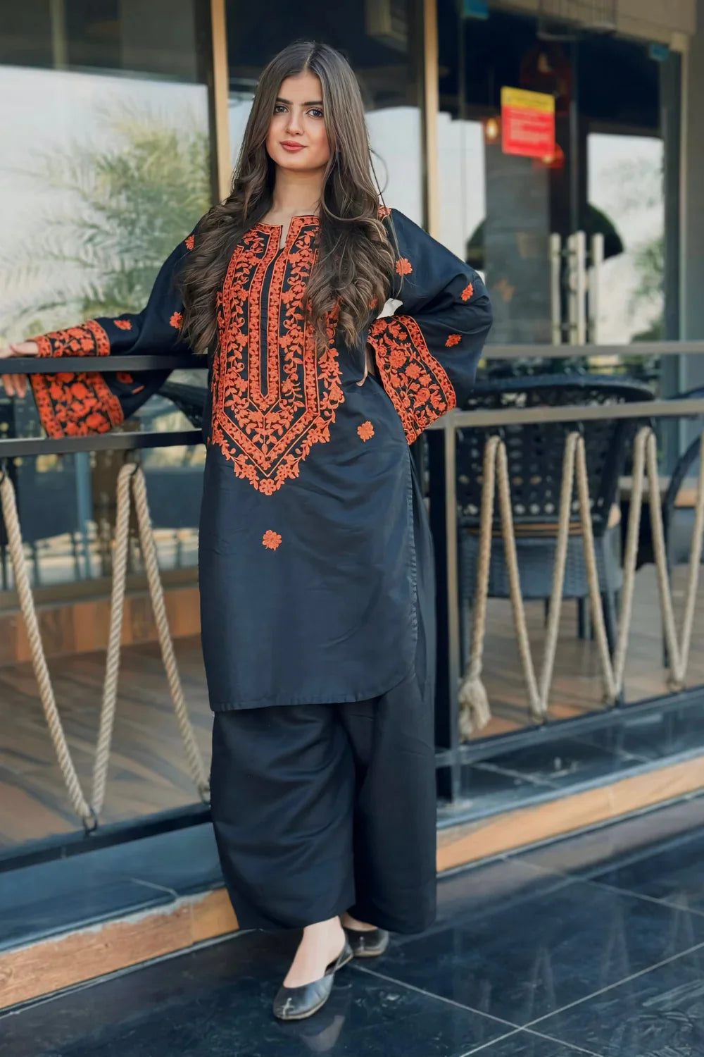 Black Classic Embroidery 2PC