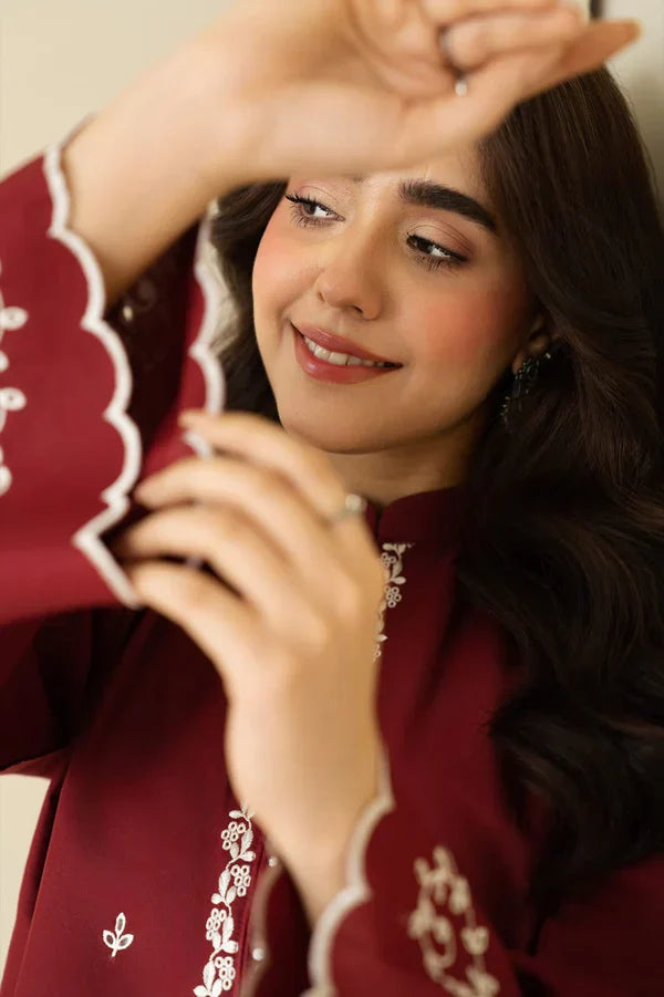 Berry Emb Farshi Shalwar Set