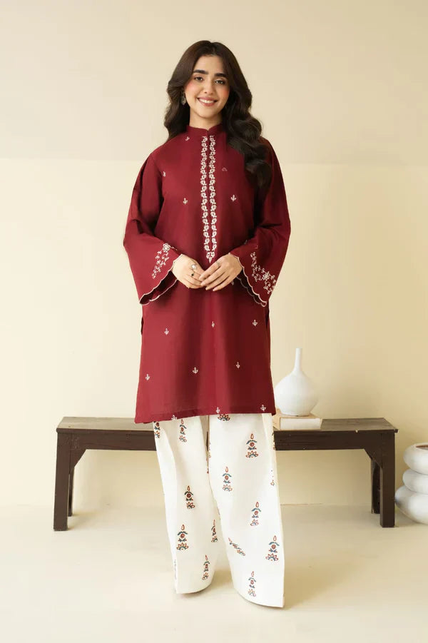 Berry Emb Farshi Shalwar Set