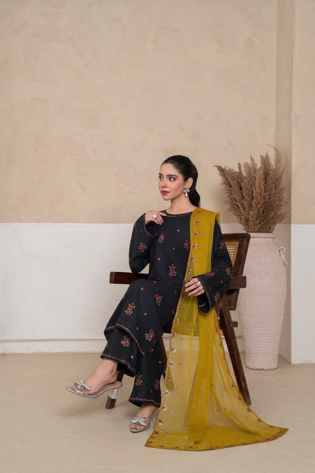 OLIVE EMBROIDERED 3PCS