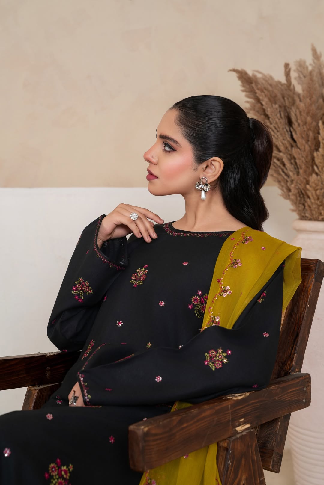 OLIVE EMBROIDERED 3PCS