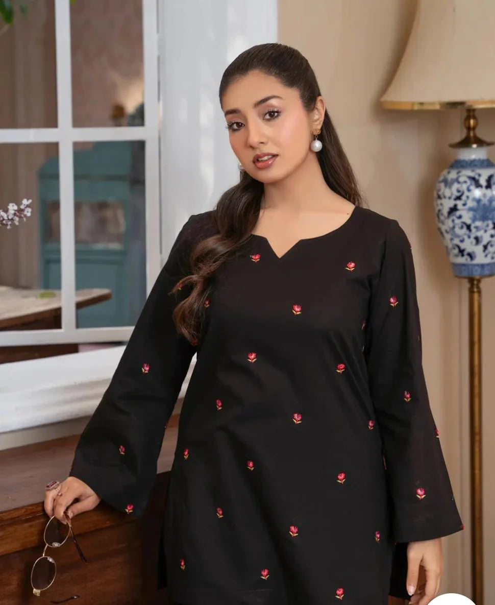 PETAL EMBROIDERED FARSHI 3PCS - Stylish Collection