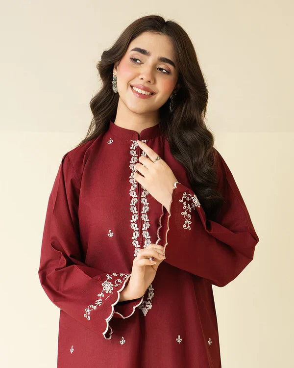 Berry Emb Farshi Shalwar Set